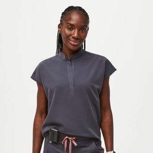 FIGS Charcoal Rafaela Oversized Scrub Top Size S